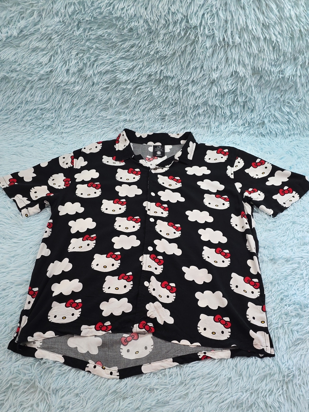 Bioworld Sanrio Hello Kitty Cloud Print Button Down Shirt Black Size M Casual